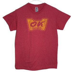 Honda Motors T-Shirt Mens Small Red/Yellow OK Inspection Tee Cars Logo Spellout